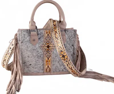 Trinity Ranch Women's Concealed Carry Hair-on Tooled Fringe Purse In Tan/natural In White