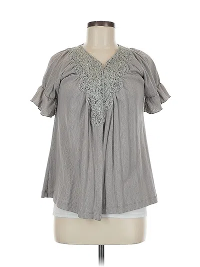 Pre-owned Trinity ... Short Sleeve Blouse In Gray