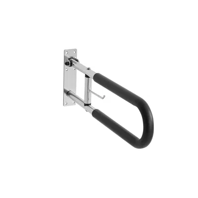Trio Home Toilet Safety Rail, 30 Inch U-shaped Handicap Grab Bar, Foldable Senior Safety Pole, Flip Up Toilet  In Black