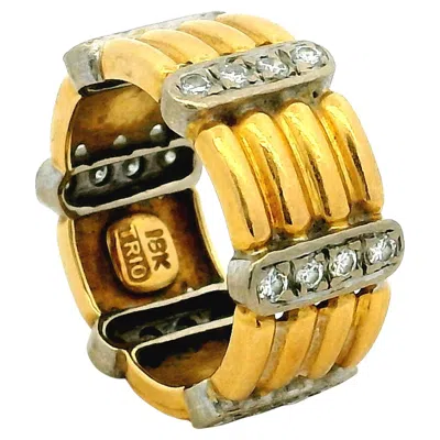 Pre-owned Trio Mid-century Diamond Ring In 18k Yellow & White Gold, Circa 1960