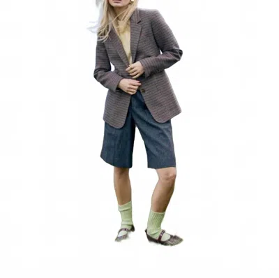 Triona Houndstooth Una Patch Pocket Tweed Jacket In Brown In Gray