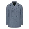 Triona Men's Blue Denim Herringbone Cathal Irish Tweed Peacoat In Blue