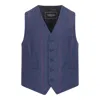 Triona Men's Blue Navy & Red Prince Of Wales Michael Tweed Waistcoat In Blue