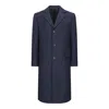 Triona Men's Blue Navy Herringbone Patrick Overcoat In Blue