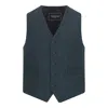 Triona Men's Green & Navy Herringbone Michael Irish Tweed Waistcoat In Green