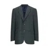 Triona Men's Green Teal Windowpane James Classic Tweed Jacket In Green