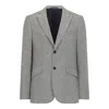 Triona Men's Grey Herringbone Oisin Slim Tweed Jacket With Elbow Patch In Gray