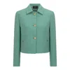 Triona Women's Aqua Green Maura Short Irish Tweed Jacket In Green