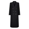 Triona Women's Black Twill Niamh Double Breasted Coat In Black