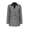 Triona Women's Black / White Grey Herringbone Clodagh Double Breasted Tweed Jacket In Black/white