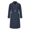 Triona Women's Blue Navy Prince Of Wales Check Faye Double Breasted Mac Coat In Blue