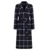 Triona Women's Blue Navy Windowpane Erin Belted Coat In Blue