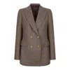 Triona Women's Brown Herringbone Clodagh Double Breasted Tweed Jacket In Brown