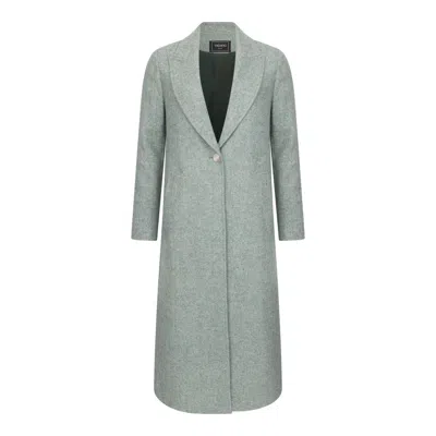 Triona Women's Mint Green Herringbone Shannon Classic Full Length Wool Coat