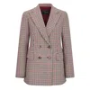Triona Women's Neutrals Camel & Pink Houndstooth Clodagh Double Breasted Tweed Jacket In Multi