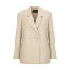 Triona Women's Neutrals / White Beige Herringbone Colleen Oversized Wool Blazer In White