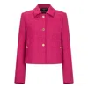 Triona Women's Pink Herringbone Maura Boxy Tweed Jacket In Pink