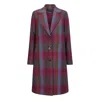 Triona Women's Pink / Purple Raspberry Check Shannon Tweed Knee Coat In Pink/purple