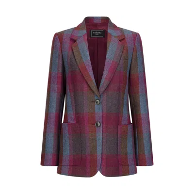 Triona Women's Pink / Purple Raspberry Check Una Patch Pocket Tweed Jacket In Pink/purple