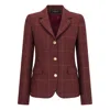 Triona Women's Purple / Red Wine & Gold Windowpane Orla Double Vent Tweed Jacket In Brown