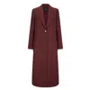 Triona Women's Red / Purple Wine & Gold Windowpane Shannon Tweed Full Length Tweed Coat In Brown