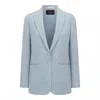Triona Women's Sky Blue Herringbone Cara Tweed Blazer In Blue