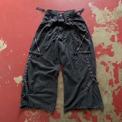 Pre-owned Tripp Nyc Crazy Faded  Rave Denim Avante Garde Bondage Pants In Black