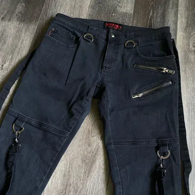 Pre-owned Tripp Nyc X Vintage Tripp Nyc Double Zip Bondage Black Skinny Jeans 32