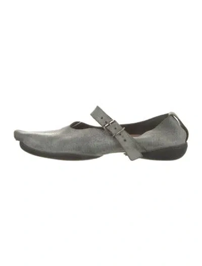 Pre-owned Trippen Leather Mary Jane Flats In Grey