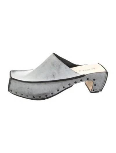 Pre-owned Trippen Leather Mules In Silver