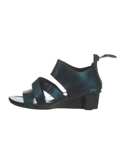 Pre-owned Trippen Leather Sandals In Blue/green