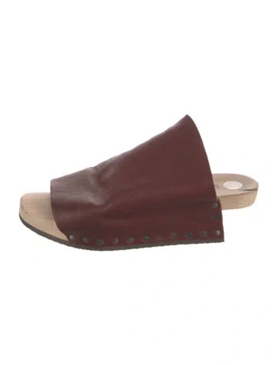 Pre-owned Trippen Leather Slides In Burgundy