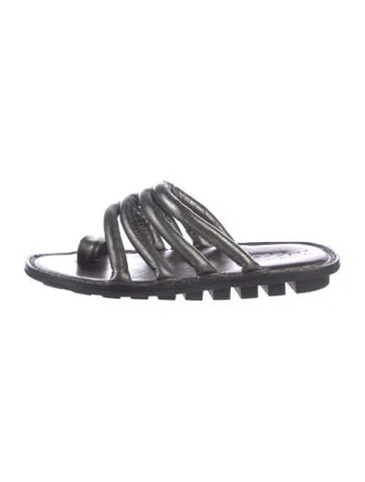 Pre-owned Trippen Leather Slides In Grey