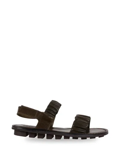 Trippen Pacific Ruched Leather Sandals In Brown