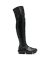 Ps By Paul Smith Thigh-high Flat Leather Boots In Black  