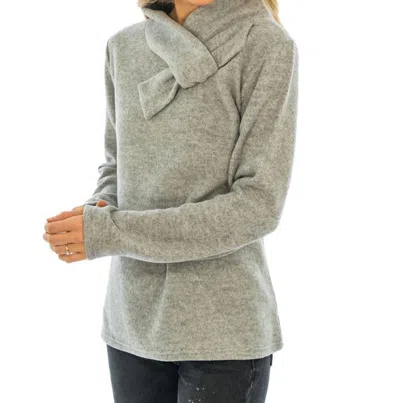 Trisha Tyler Bow Neck Sweater In Grey