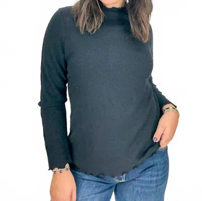 Trisha Tyler Elizabeth Ribbed Mockneck Top In Black