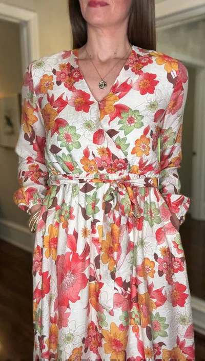 Trisha Tyler Long Sleeve Layered Floral Maxi Dress In Multi