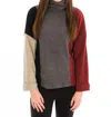 Trisha Tyler Multi Color Block Turtleneck Sweater In Charcoal In Pink