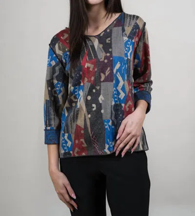 Trisha Tyler Reversible V Neck Top In Red/blue In Multi