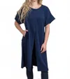 Trisha Tyler Split Front Long Topper In Navy Blue In Blue