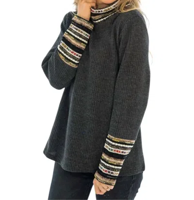 Trisha Tyler Tunic Rib Knit Sweater In Grey