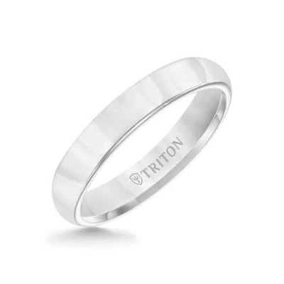 Triton 4mm Tungsten Carbide Ring With Bright Finish And Flat Edge In Metallic