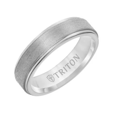 Triton 6mm Tantalum Ring With Satin Finish And Step Edge In Pattern