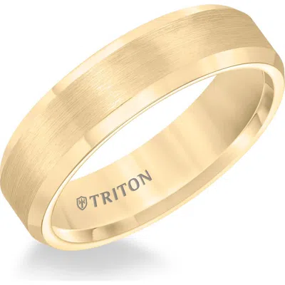 Triton 6mm Tungsten Carbide Ring With Satin Center And Bevel Edge In Neutral