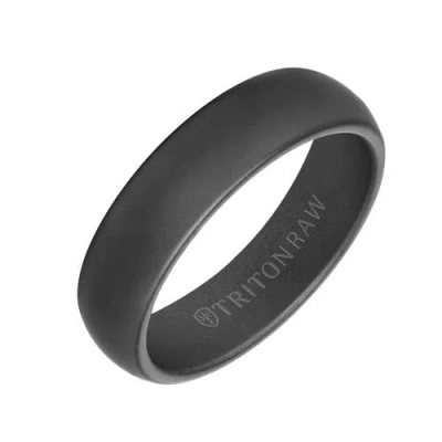 Triton 6mm Tungsten Raw Black Dlc Ring With Dome Profile And Rolled Edge