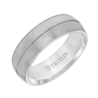 Triton 7mm Tantalum Ring With Brush Finish Dome With Center Line In Neutral