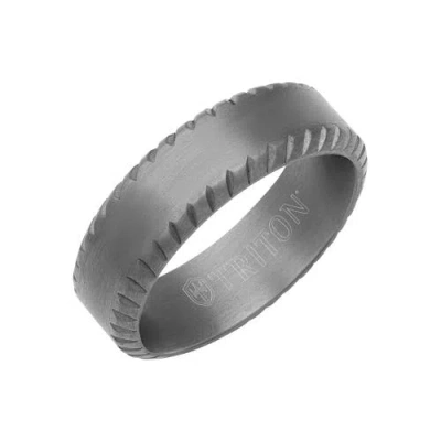 Triton 7mm Tantalum Ring With Milgrain Finish And Bevel Edge In Purple