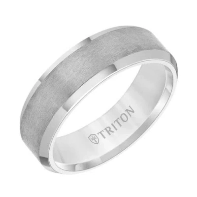 Triton 7mm Tantalum Ring With Vertical Satin Finish And Bevel Edge In Neutral