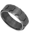 Triton Men's Beveled Edge Tread Wedding Band In Gunmetal Gray Tungsten Carbide In Gray